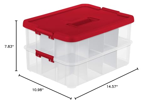 Sterilite 24 Compartment Stack &amp; Carry Christmas Ornament Storage Box | 14276604