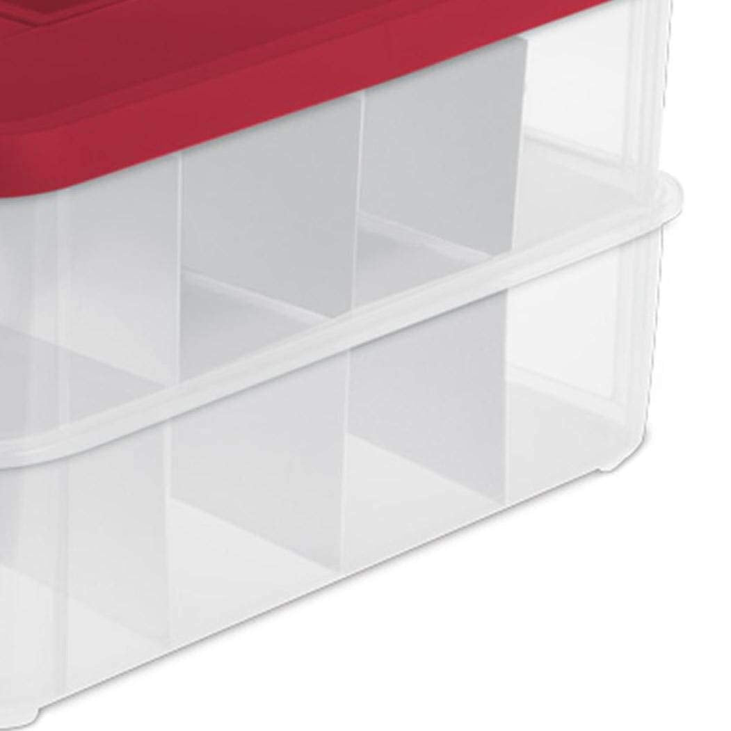 Sterilite 24 Compartment Stack &amp; Carry Christmas Ornament Storage Box | 14276604