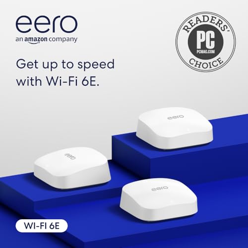 Amazon eero Pro 6E mesh wifi router (newest model) - 2.5 Gbps Ethernet, Coverage up to 6,000 sq. ft., Connect 100+ devices, 3-Pack