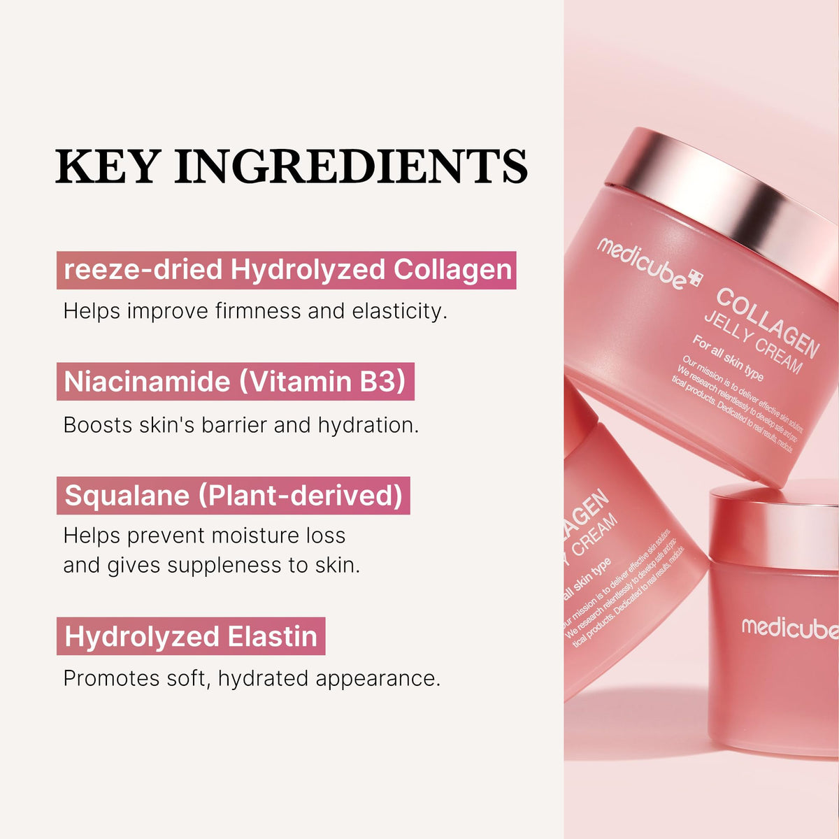 Medicube Collagen Jelly Cream- Niacinamide &amp; Freeze-Dried Hydrolyzed Collagen - Boosts skin&#39;s barrier hydration and gives 24h Glow &amp; Lifted Look - No artificial color, Korean skincare (3.71 fl.oz.)