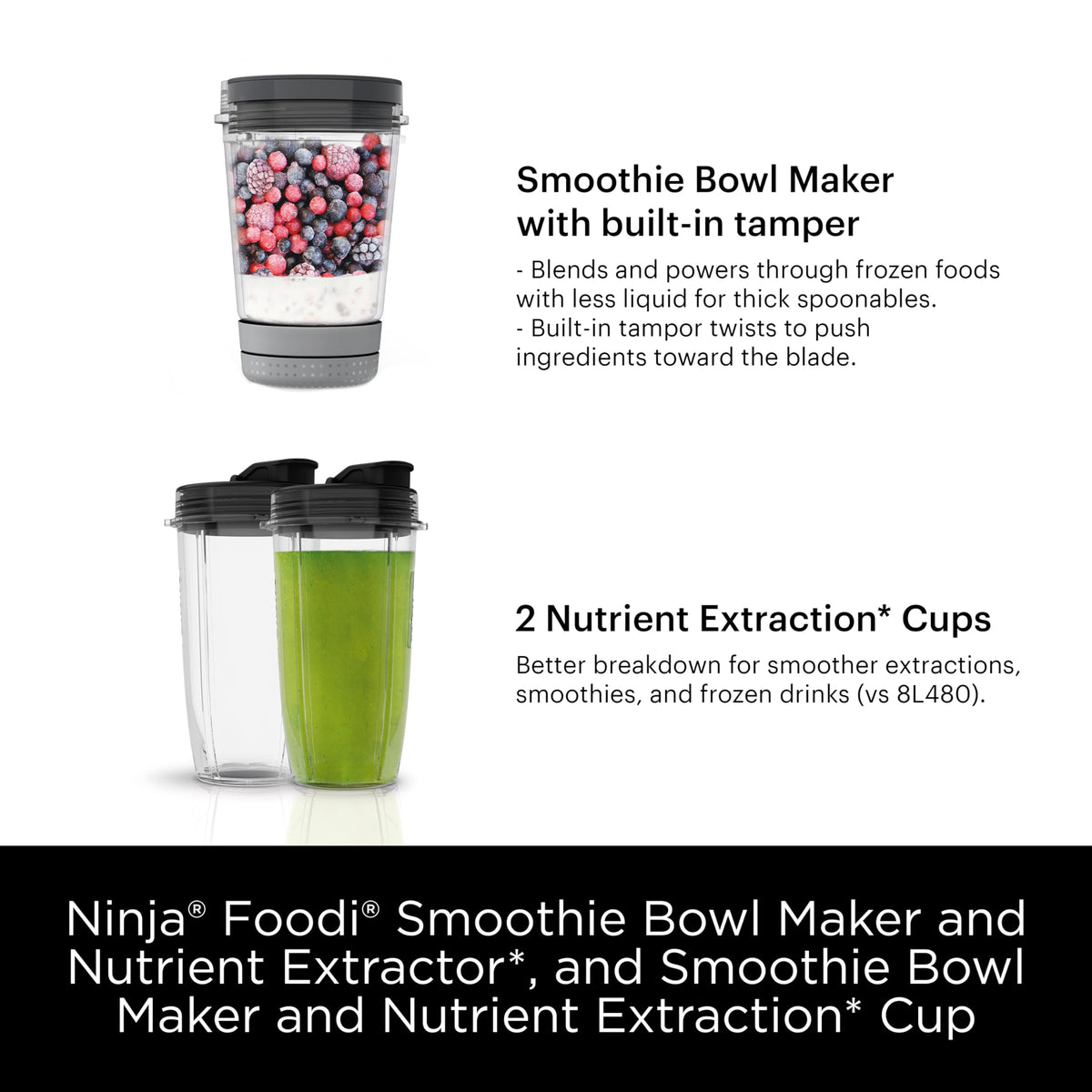 Ninja SS101 Foodi Smoothie Maker &amp; Nutrient Extractor* 1200 WP, 6 Functions Smoothies, Extractions*, Spreads, smartTORQUE, 14-oz. , (2) To-Go Cups &amp; Lids, Silver