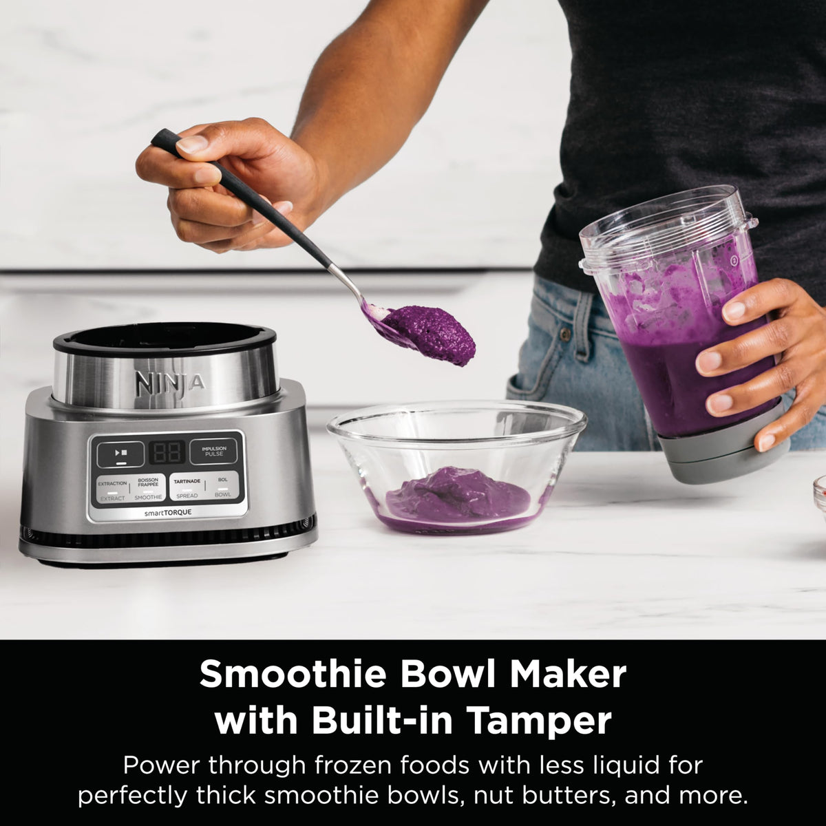 Ninja SS101 Foodi Smoothie Maker &amp; Nutrient Extractor* 1200 WP, 6 Functions Smoothies, Extractions*, Spreads, smartTORQUE, 14-oz. , (2) To-Go Cups &amp; Lids, Silver