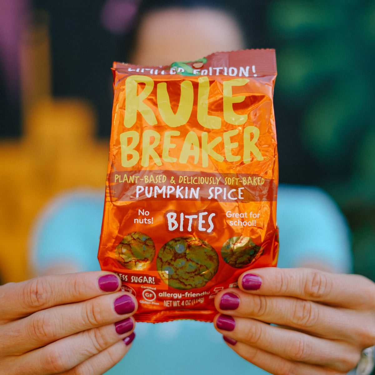 Rule Breaker Snacks Vegan Gluten Free | Pumpkin Spice Blondie Cookie Bites | Plant-Based, Dairy, Nut, Soy, Allergen Free, Kosher | Soft-Baked School Snacks for Kids and Adults (Pack of 6)